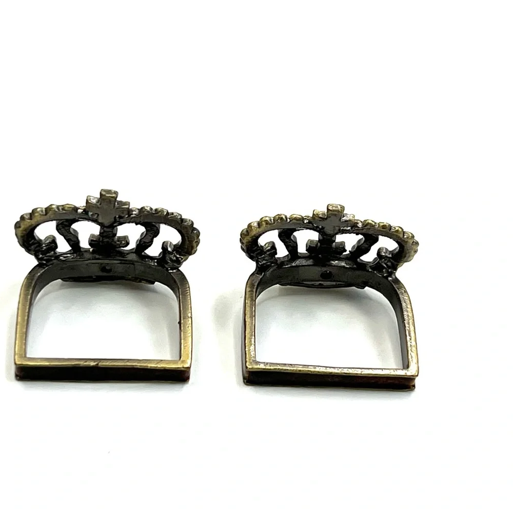 2 Pretty Rhinestone Crown Napkin Rings - Picture 4 of 6